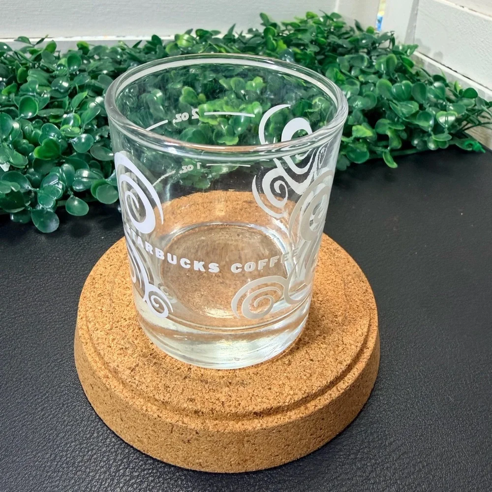 Rare Vintage Starbucks Clear Glass Shot Cup with White Swirl Logo